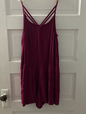 C Wine Double-Strap Sundress Romper